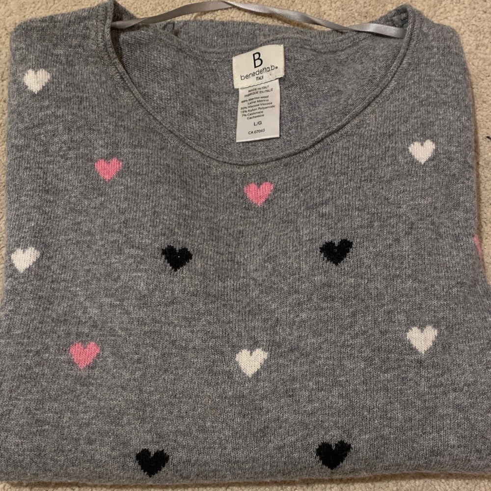 Women's Gray Heart Sweater